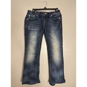 Miss Me Womens Bootcut Jeans Size 28 Blue Stretch Denim Embellished Pockets